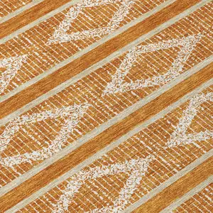 Photo of Copper And Ivory Geometric Washable Indoor Outdoor Area Rug