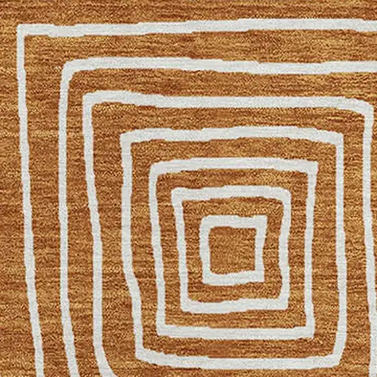Copper And Ivory Geometric Washable Indoor Outdoor Area Rug Photo 6