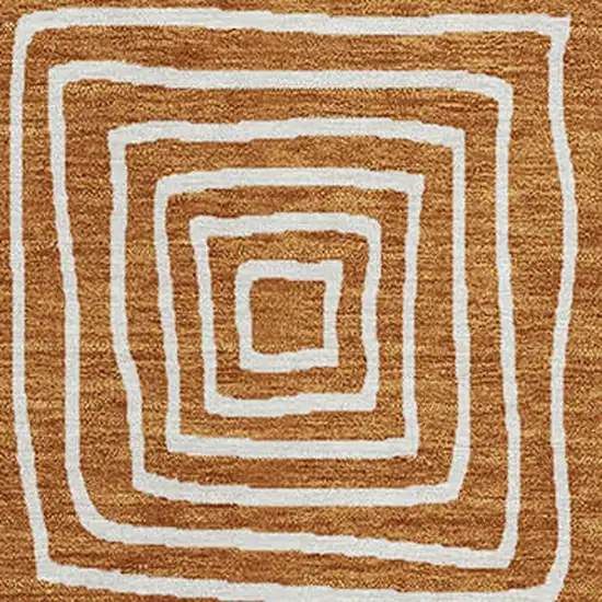 Copper And Ivory Geometric Washable Indoor Outdoor Area Rug Photo 6