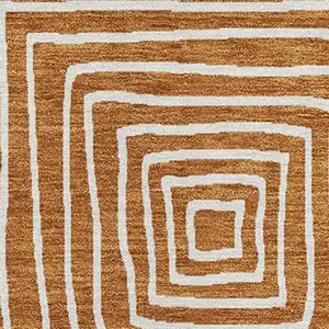 Photo of Copper And Ivory Geometric Washable Indoor Outdoor Area Rug