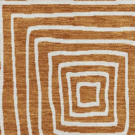 Copper And Ivory Geometric Washable Indoor Outdoor Area Rug Photo 6