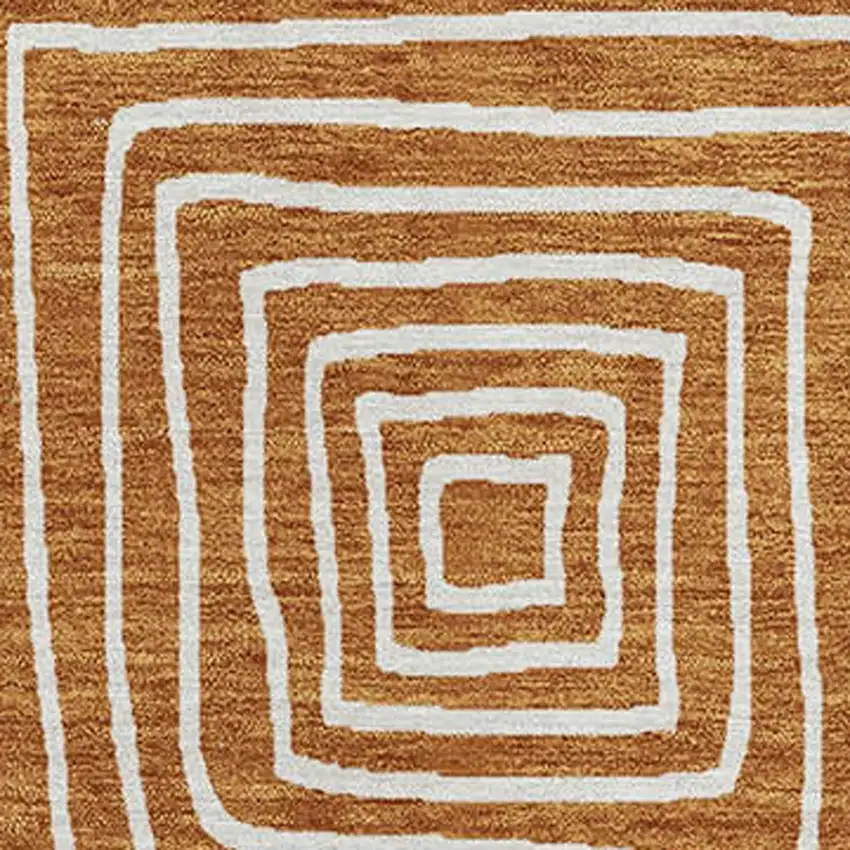 Copper And Ivory Geometric Washable Indoor Outdoor Area Rug Photo 6