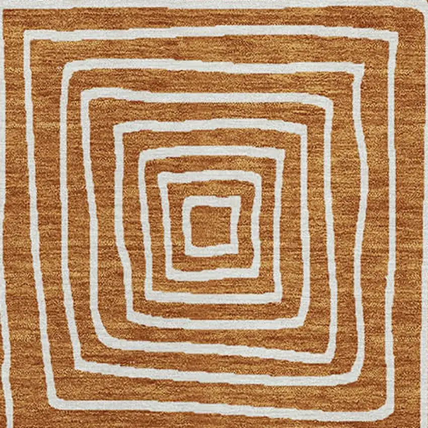 Copper And Ivory Geometric Washable Indoor Outdoor Area Rug Photo 7