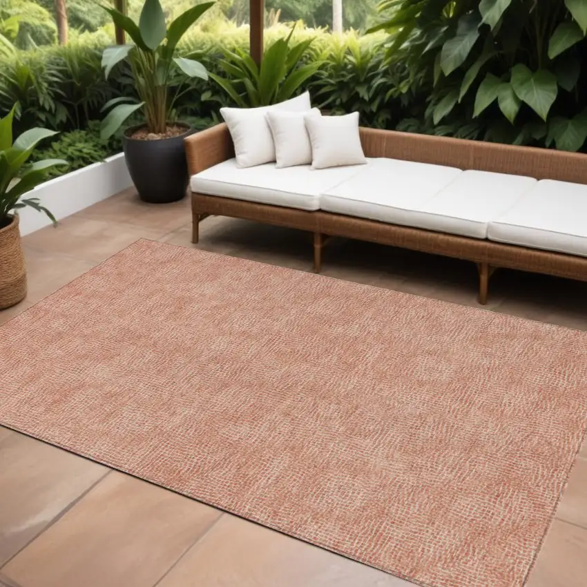 Copper And Ivory Geometric Washable Indoor Outdoor Area Rug Photo 1