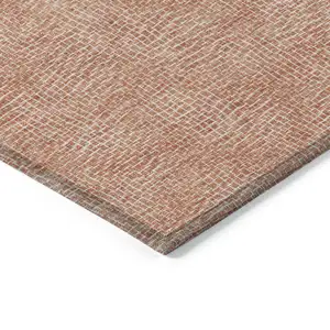 Photo of Copper And Ivory Geometric Washable Indoor Outdoor Area Rug
