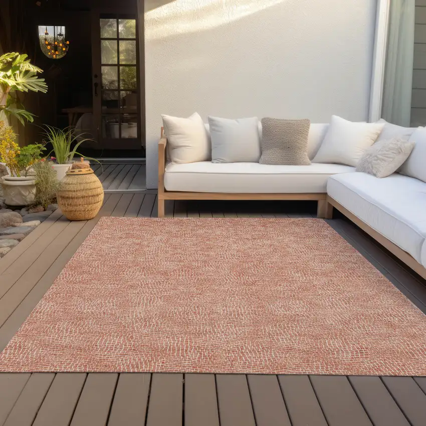 Copper And Ivory Geometric Washable Indoor Outdoor Area Rug Photo 9