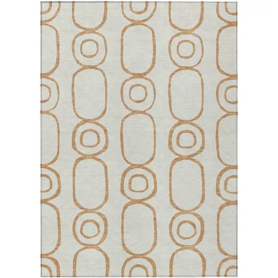 Copper And Ivory Geometric Washable Indoor Outdoor Area Rug Photo 2
