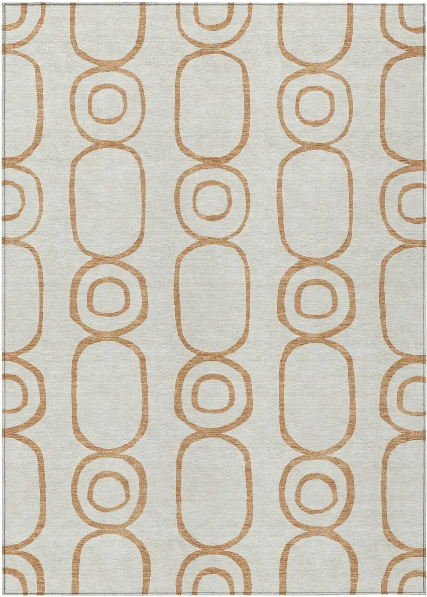 Copper And Ivory Geometric Washable Indoor Outdoor Area Rug Photo 2