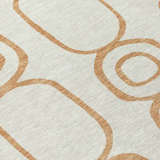 Copper And Ivory Geometric Washable Indoor Outdoor Area Rug Photo 8