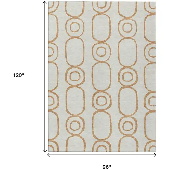 Copper And Ivory Geometric Washable Indoor Outdoor Area Rug Photo 3