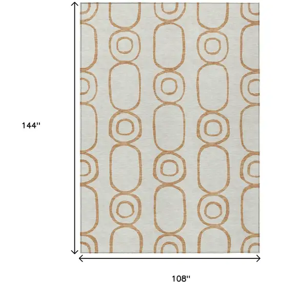 Copper And Ivory Geometric Washable Indoor Outdoor Area Rug Photo 3