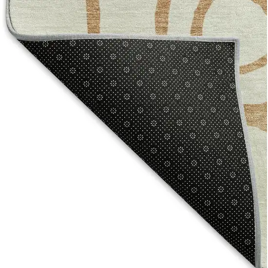 Copper And Ivory Geometric Washable Indoor Outdoor Area Rug Photo 4