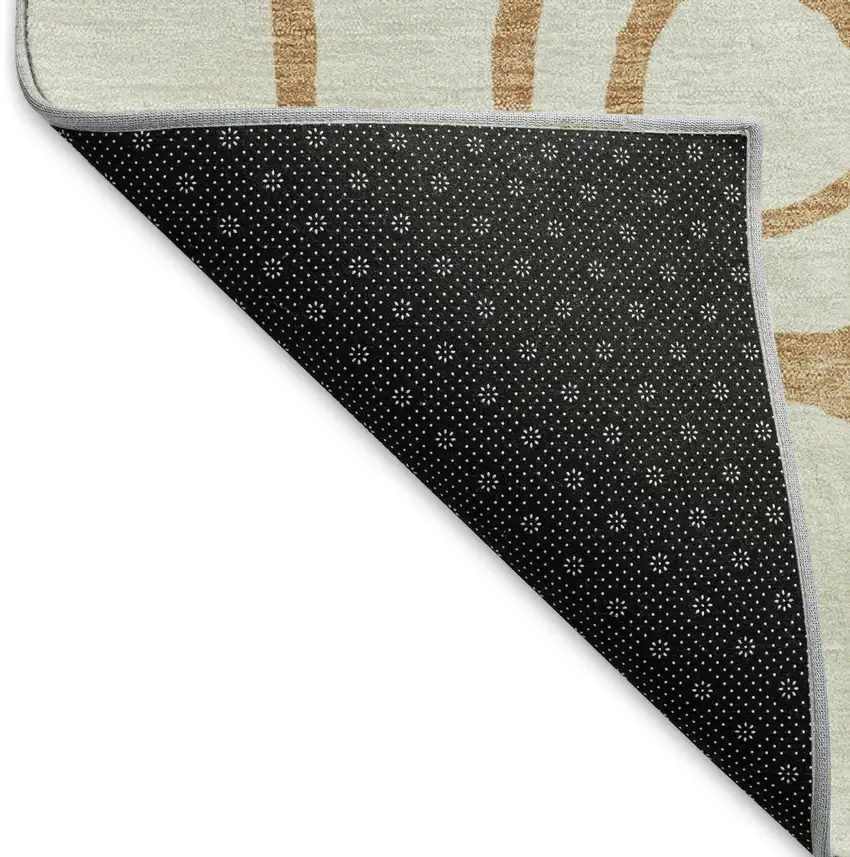 Copper And Ivory Geometric Washable Indoor Outdoor Area Rug Photo 4