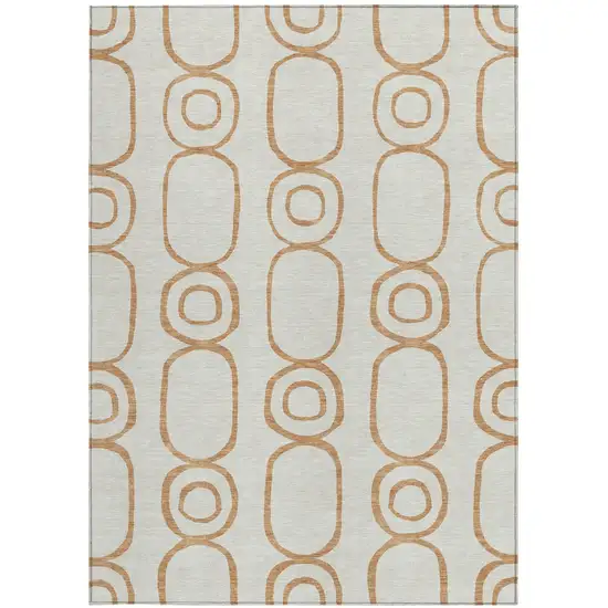 Copper And Ivory Geometric Washable Indoor Outdoor Area Rug Photo 3