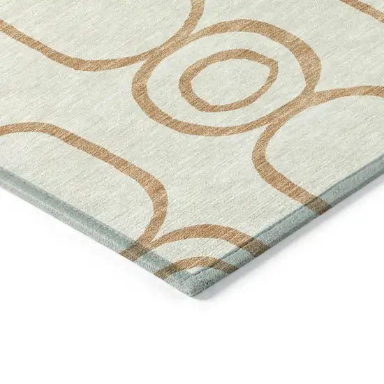 Copper And Ivory Geometric Washable Indoor Outdoor Area Rug Photo 5