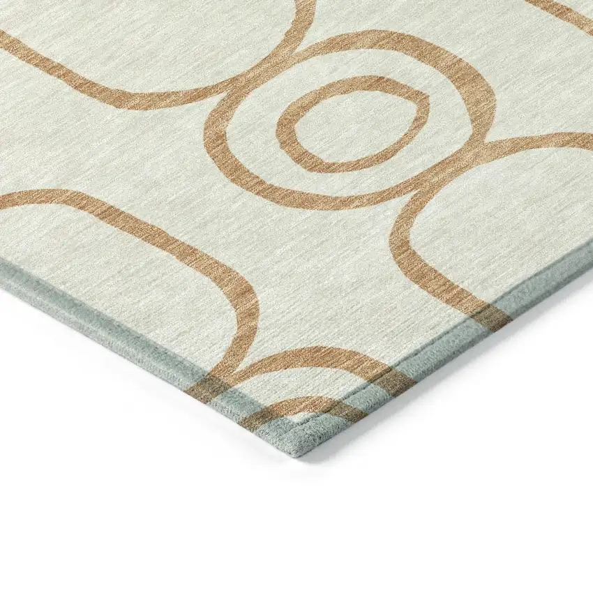 Copper And Ivory Geometric Washable Indoor Outdoor Area Rug Photo 5