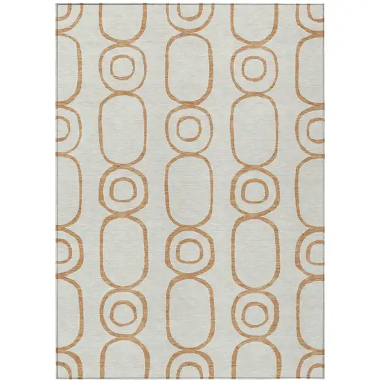 Copper And Ivory Geometric Washable Indoor Outdoor Area Rug Photo 2