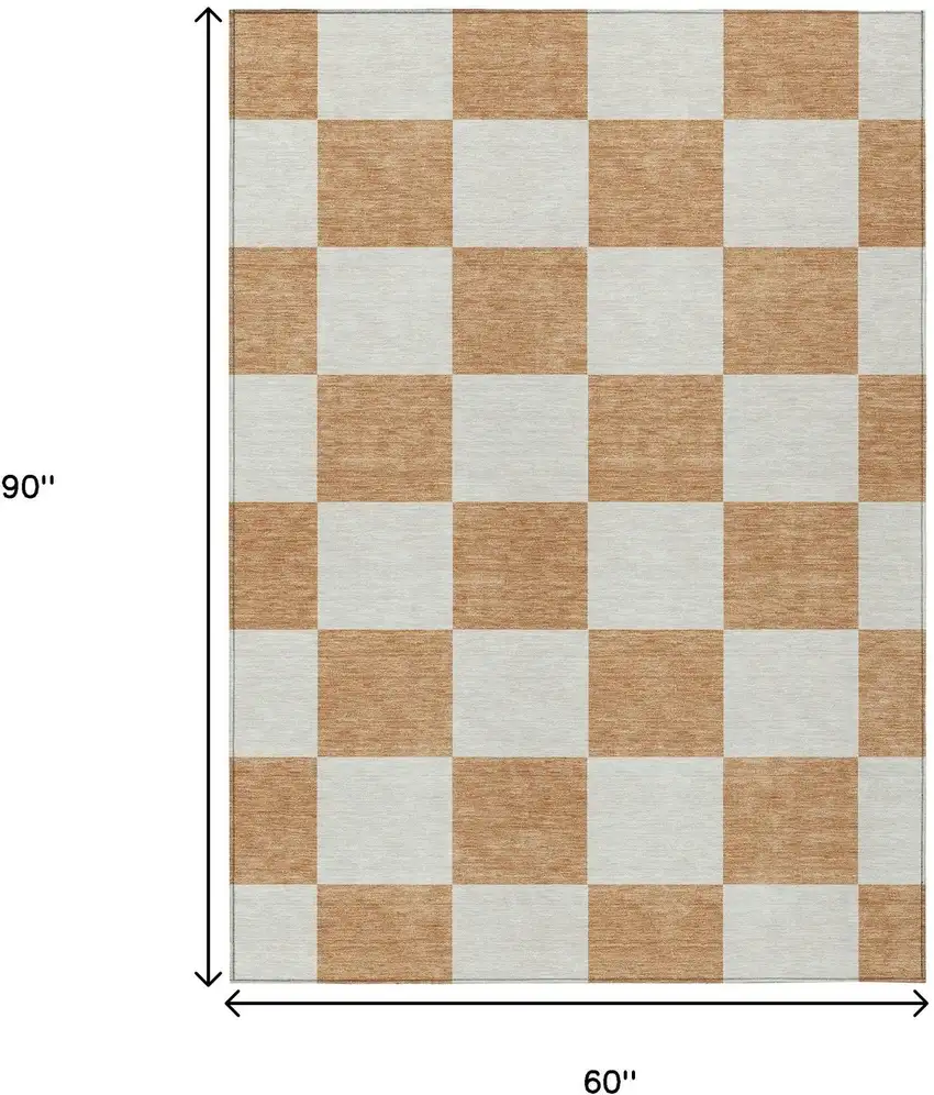 Copper And Ivory Geometric Washable Indoor Outdoor Area Rug Photo 2