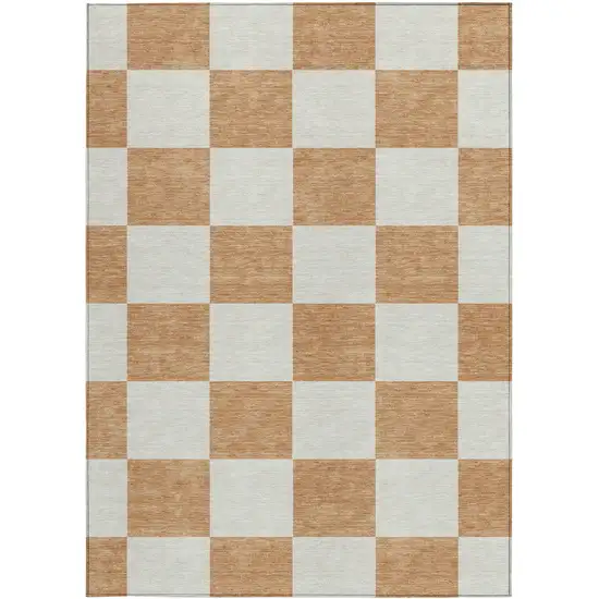 Copper And Ivory Geometric Washable Indoor Outdoor Area Rug Photo 3
