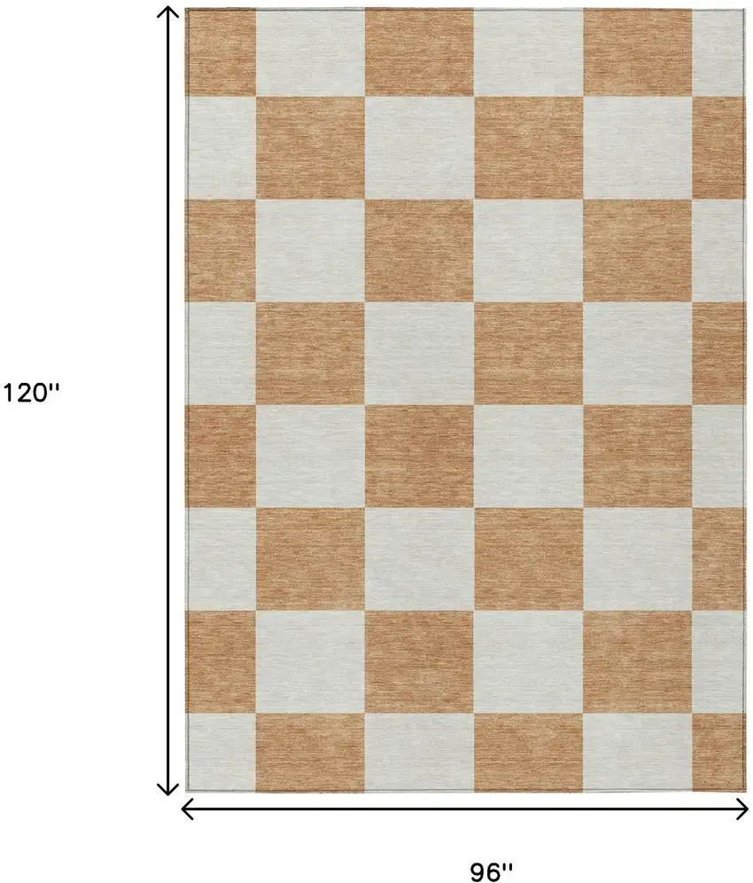 Copper And Ivory Geometric Washable Indoor Outdoor Area Rug Photo 3