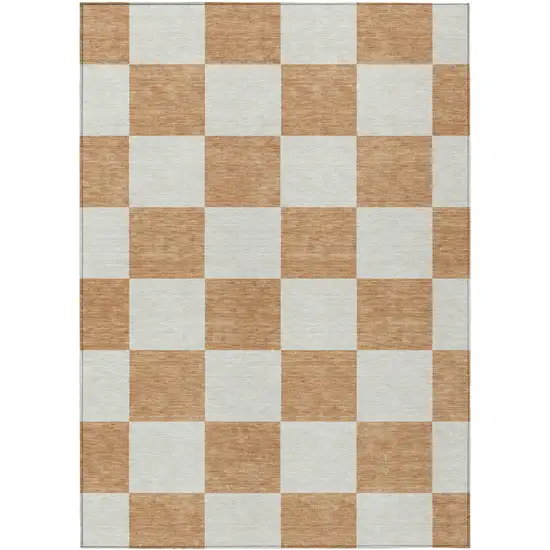 Copper And Ivory Geometric Washable Indoor Outdoor Area Rug Photo 2