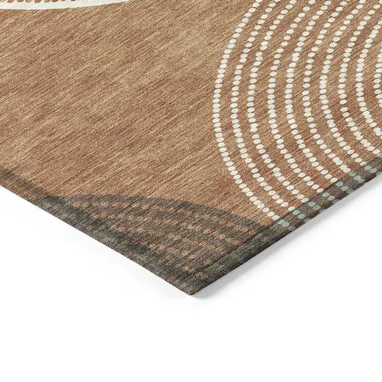 Copper And Ivory Geometric Washable Indoor Outdoor Area Rug Photo 6