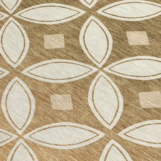 Copper And Ivory Geometric Washable Indoor Outdoor Area Rug Photo 2