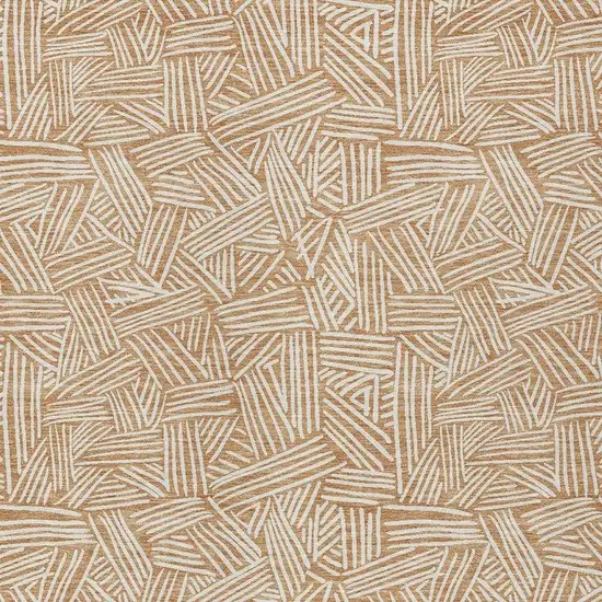 Copper And Ivory Geometric Washable Indoor Outdoor Area Rug Photo 3