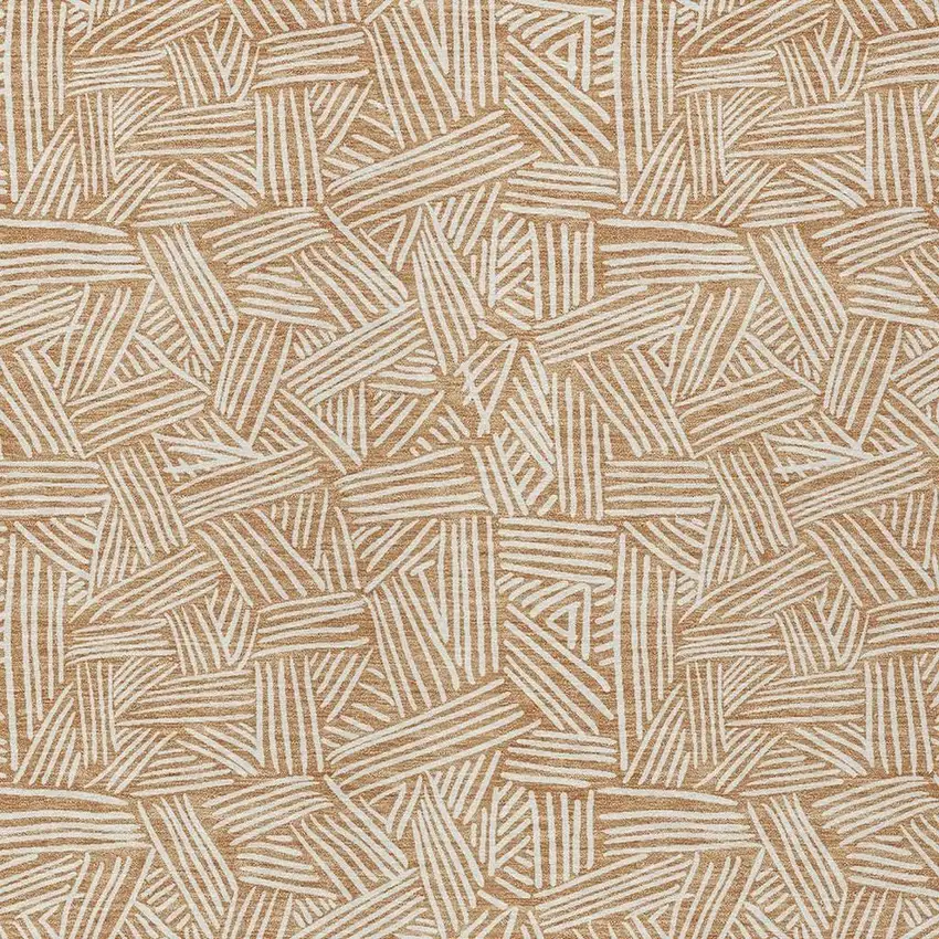 Copper And Ivory Geometric Washable Indoor Outdoor Area Rug Photo 3