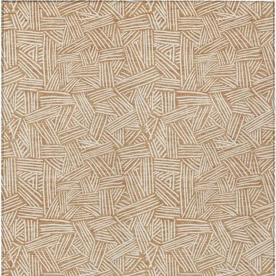 Copper And Ivory Geometric Washable Indoor Outdoor Area Rug Photo 6