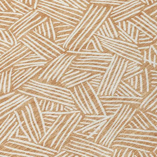 Copper And Ivory Geometric Washable Indoor Outdoor Area Rug Photo 8