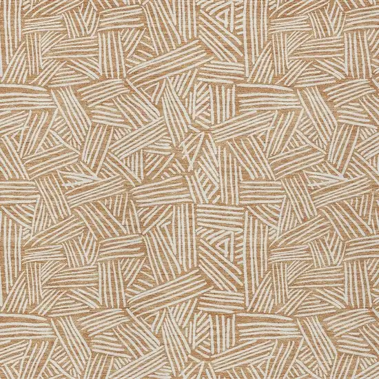 Copper And Ivory Geometric Washable Indoor Outdoor Area Rug Photo 5