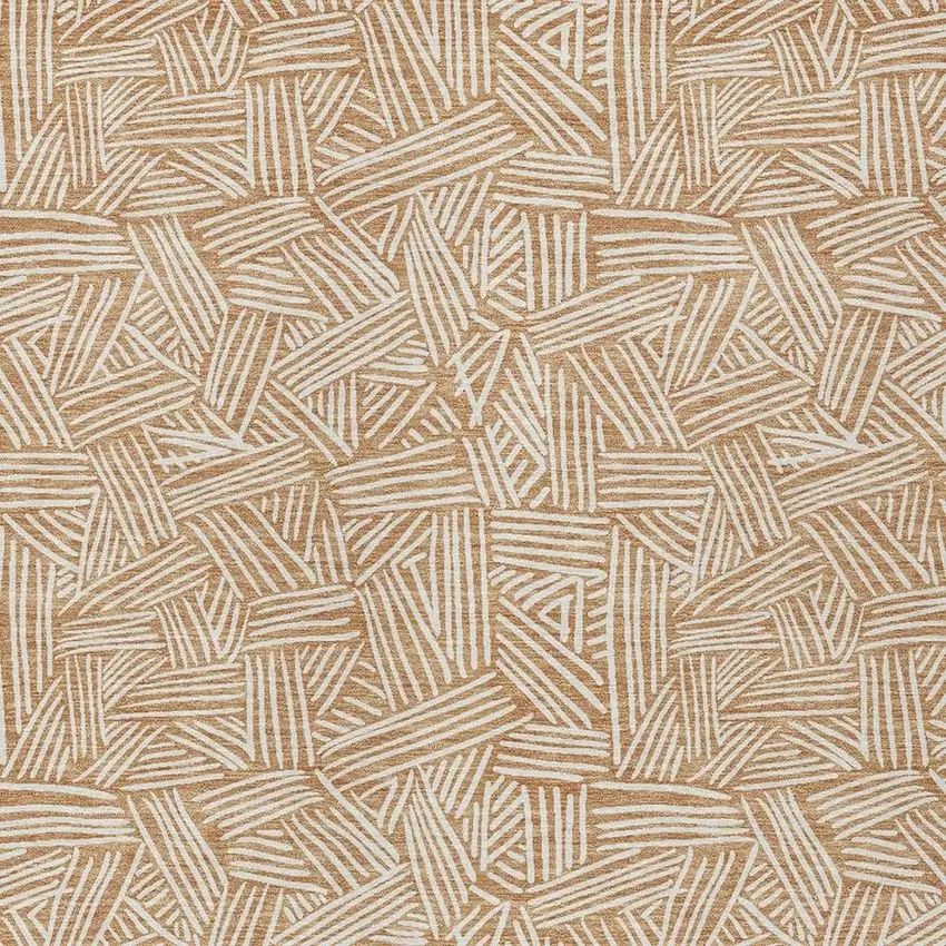 Copper And Ivory Geometric Washable Indoor Outdoor Area Rug Photo 5
