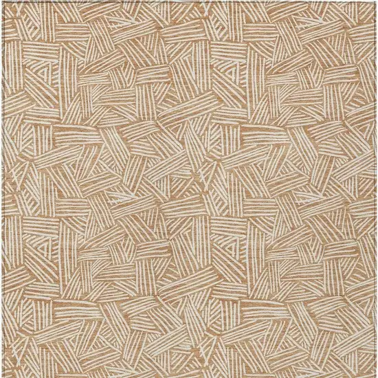 Copper And Ivory Geometric Washable Indoor Outdoor Area Rug Photo 4