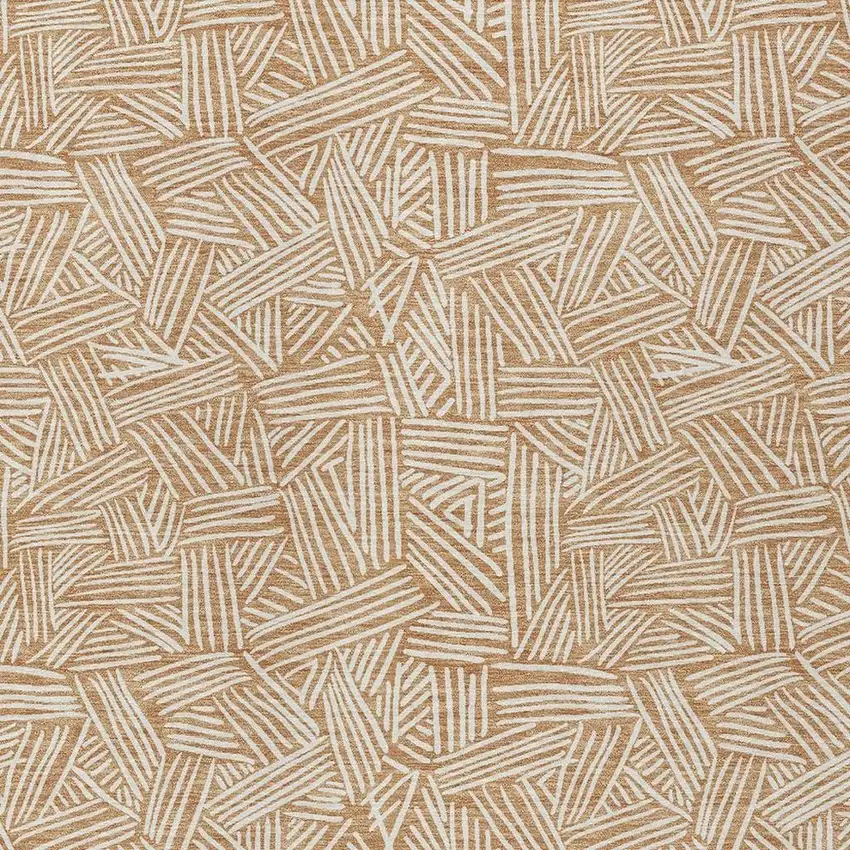 Copper And Ivory Geometric Washable Indoor Outdoor Area Rug Photo 3