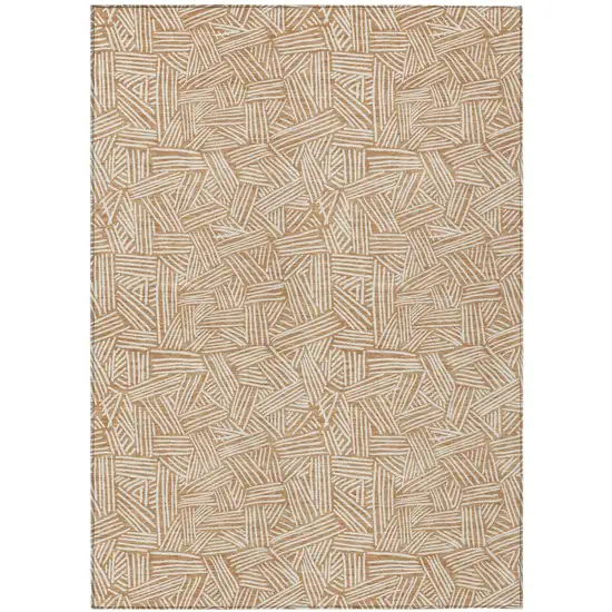 Copper And Ivory Geometric Washable Indoor Outdoor Area Rug Photo 2