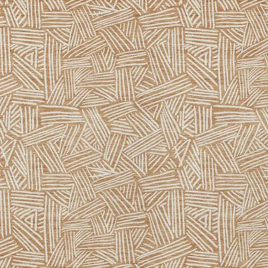 Copper And Ivory Geometric Washable Indoor Outdoor Area Rug Photo 5