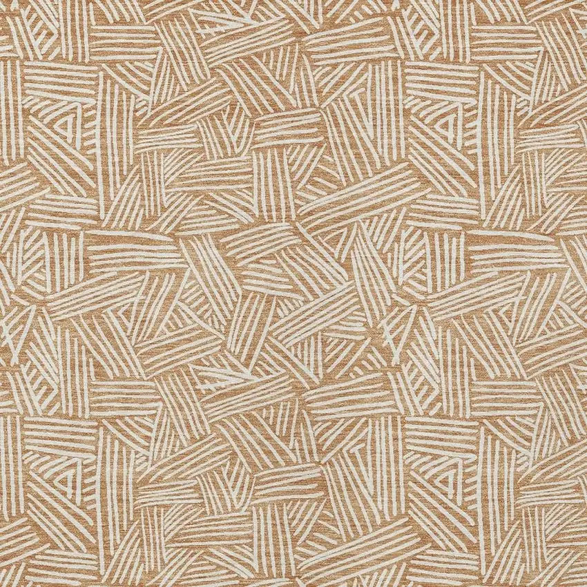 Copper And Ivory Geometric Washable Indoor Outdoor Area Rug Photo 5