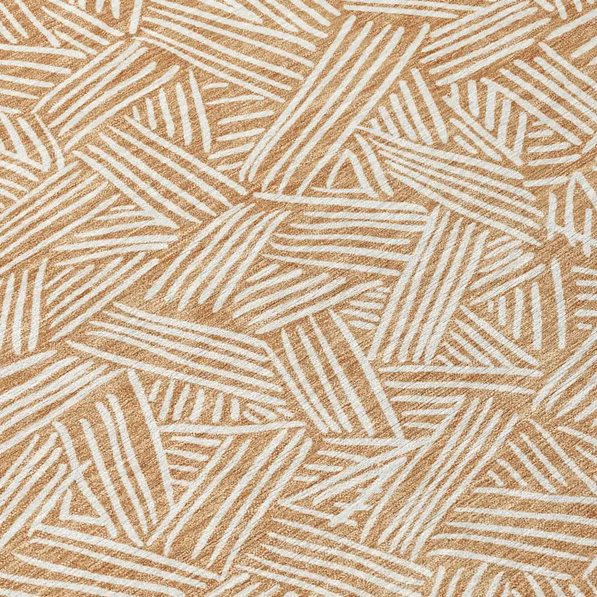 Copper And Ivory Geometric Washable Indoor Outdoor Area Rug Photo 8