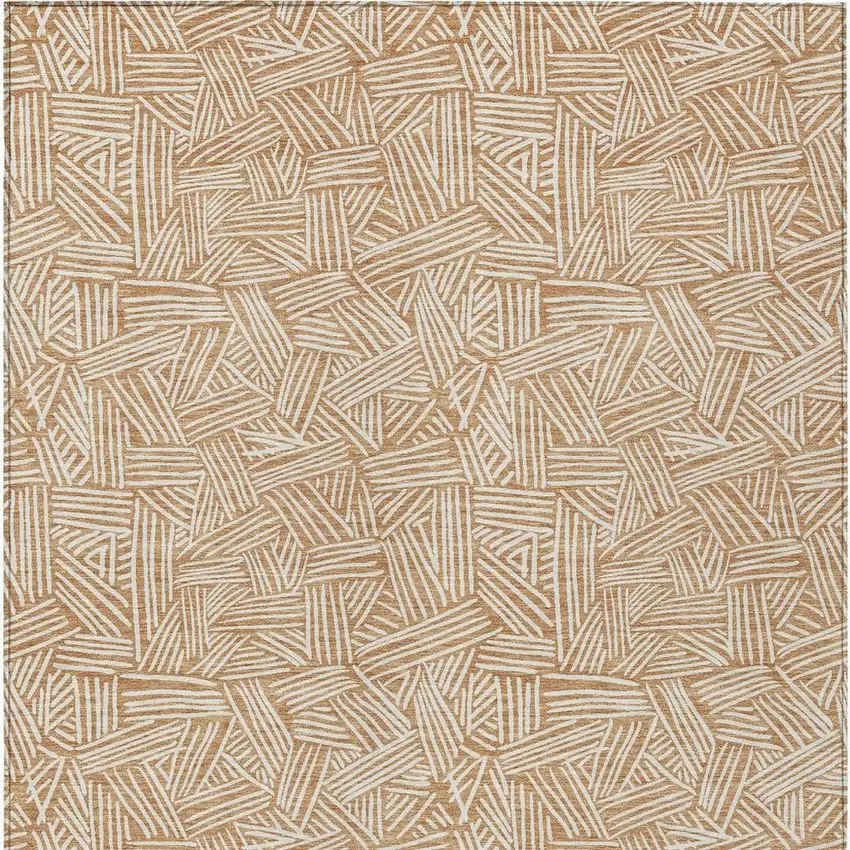 Copper And Ivory Geometric Washable Indoor Outdoor Area Rug Photo 6