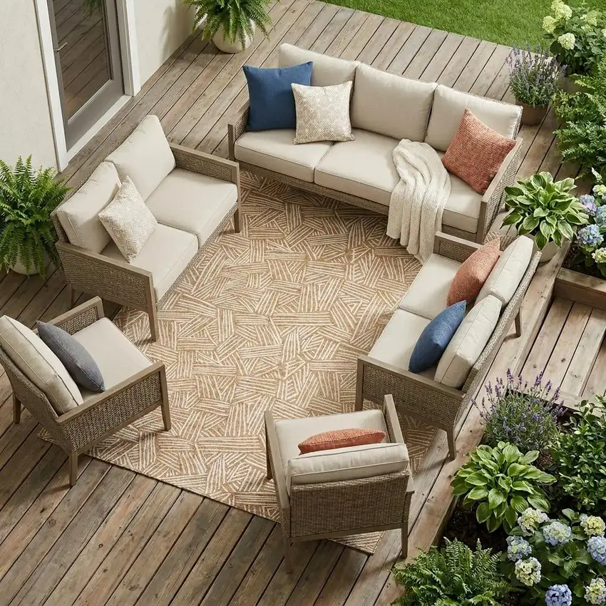 Copper And Ivory Geometric Washable Indoor Outdoor Area Rug Photo 1