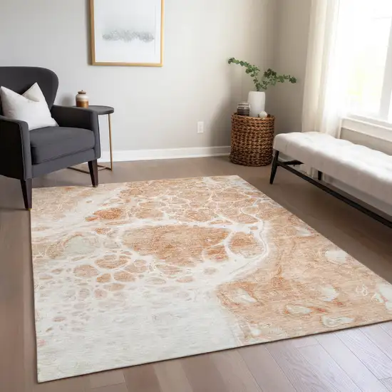 Copper And Ivory Nautical Washable Indoor Outdoor Area Rug Photo 9