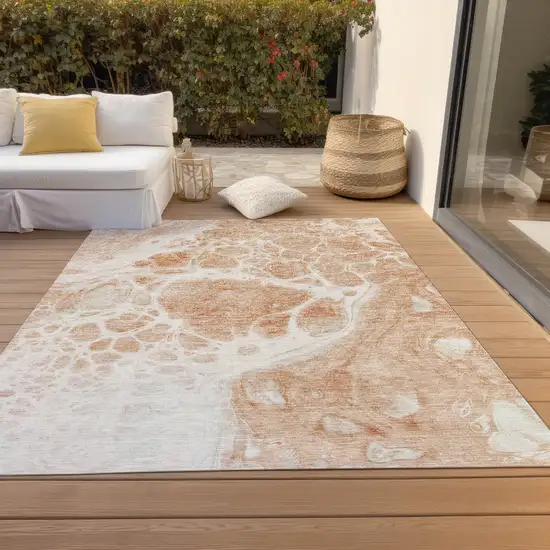 Copper And Ivory Nautical Washable Indoor Outdoor Area Rug Photo 7