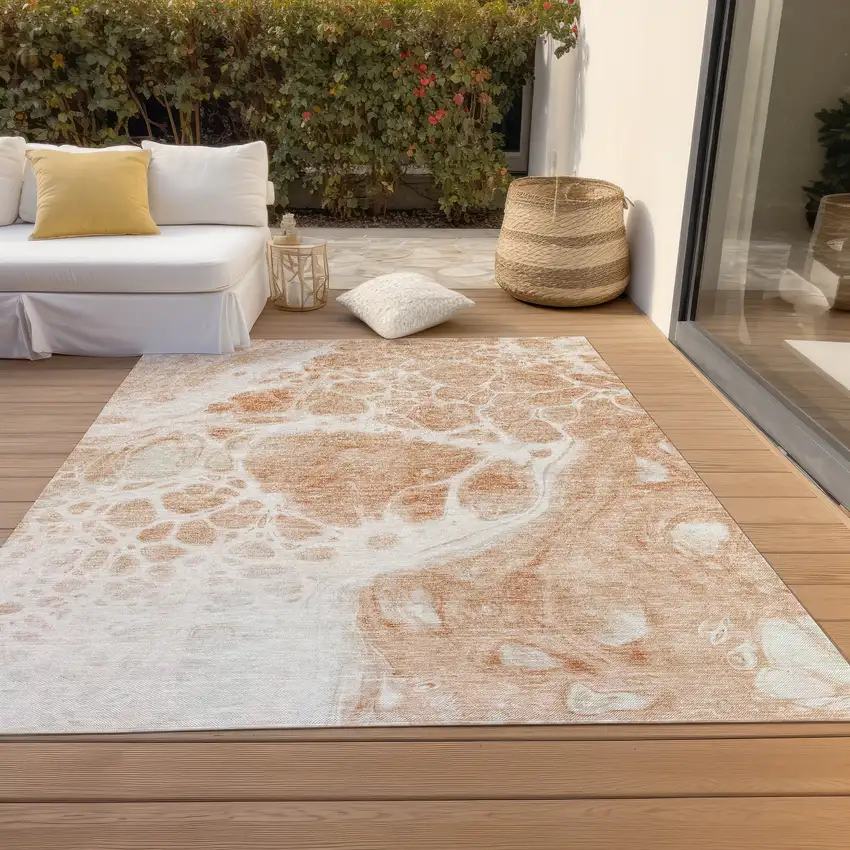 Copper And Ivory Nautical Washable Indoor Outdoor Area Rug Photo 7