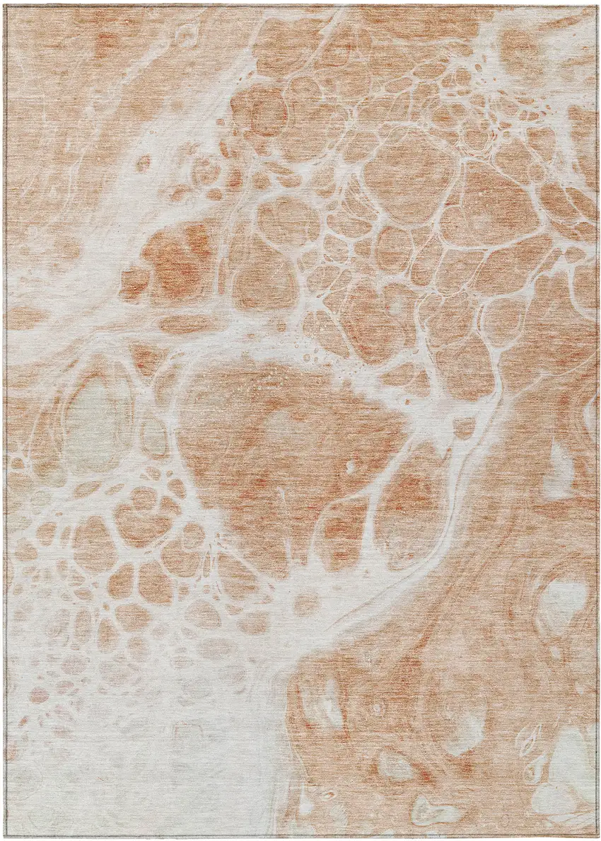 Copper And Ivory Nautical Washable Indoor Outdoor Area Rug Photo 2