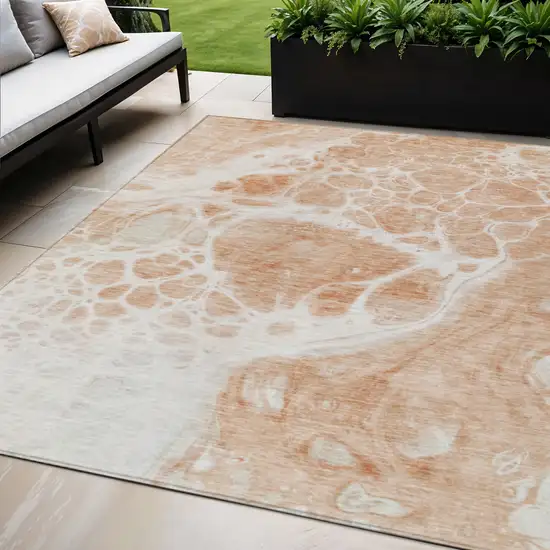 Copper And Ivory Nautical Washable Indoor Outdoor Area Rug Photo 1