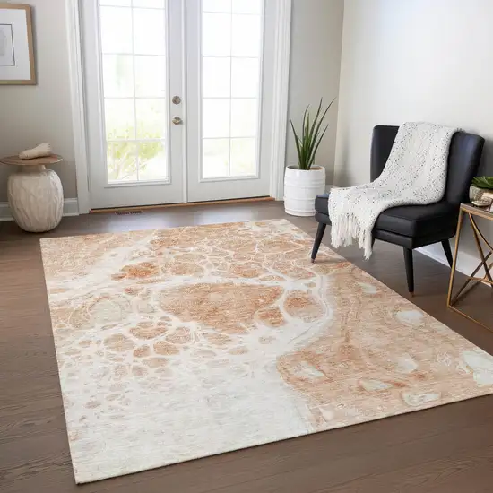 Copper And Ivory Nautical Washable Indoor Outdoor Area Rug Photo 9