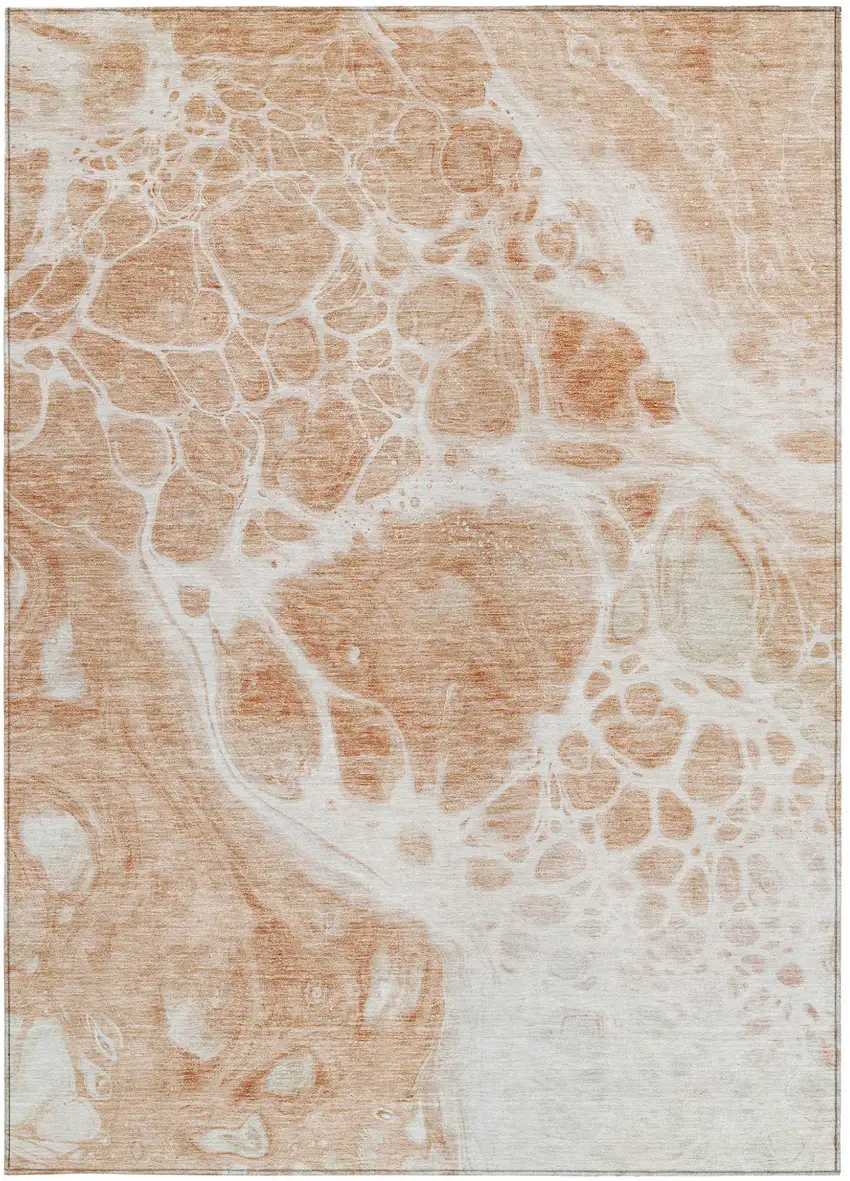 Copper And Ivory Nautical Washable Indoor Outdoor Area Rug Photo 7