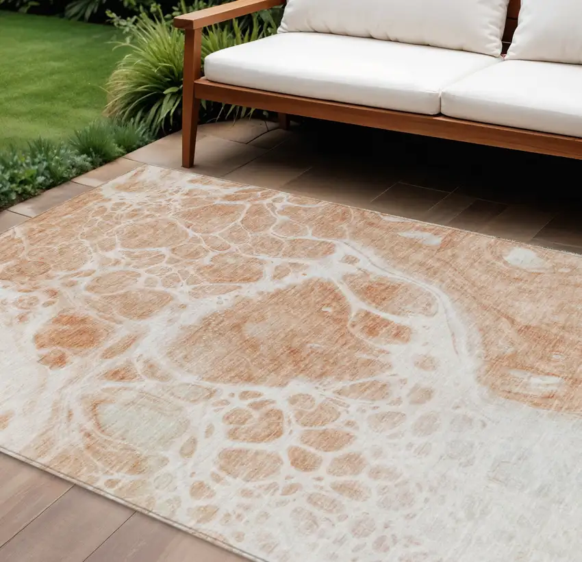 Copper And Ivory Nautical Washable Indoor Outdoor Area Rug Photo 1