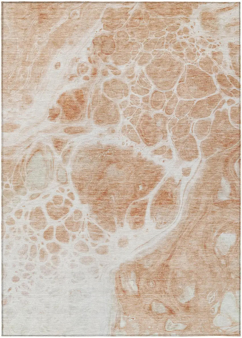Copper And Ivory Nautical Washable Indoor Outdoor Area Rug Photo 2